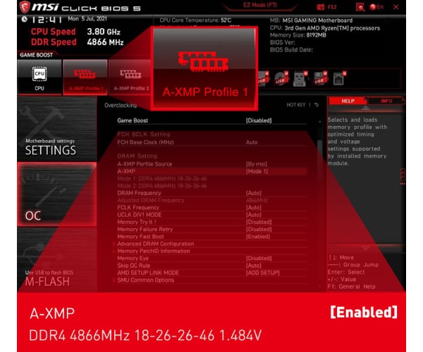 فناوری A-XMP در مادربرد B450 TOMAHAW MAX II