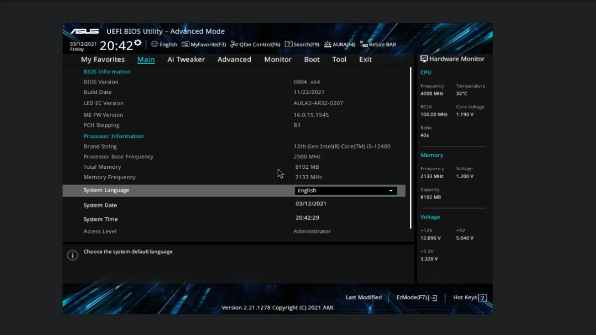 h610ma prime asus motherboard bios view