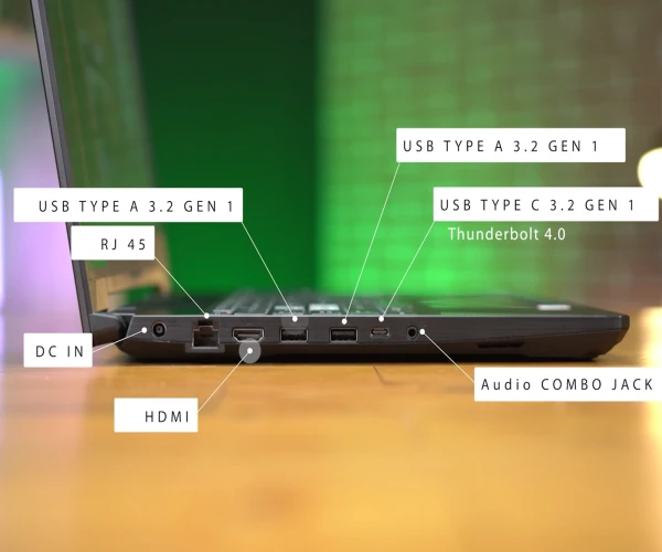 نمای پورت‌های لپ تاپ ایسوس fx506heb