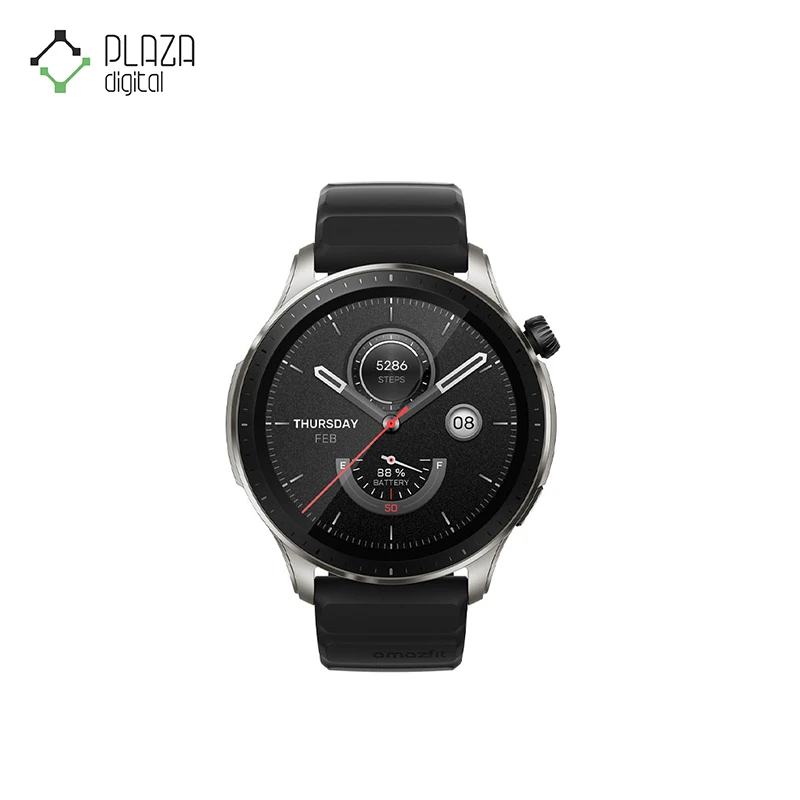 نمای رو به رو مشکی ساعت هوشمند شیائومی مدل amazfit gtr 4