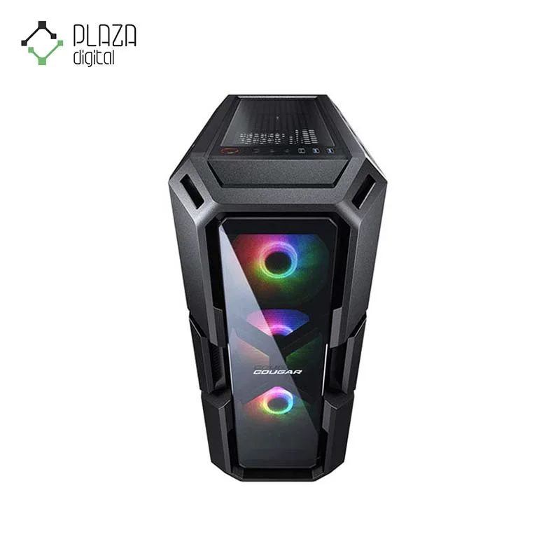 نمای رو به رو کیس گیمینگ کوگار مدل mx440-g-rgb رنگ مشکی