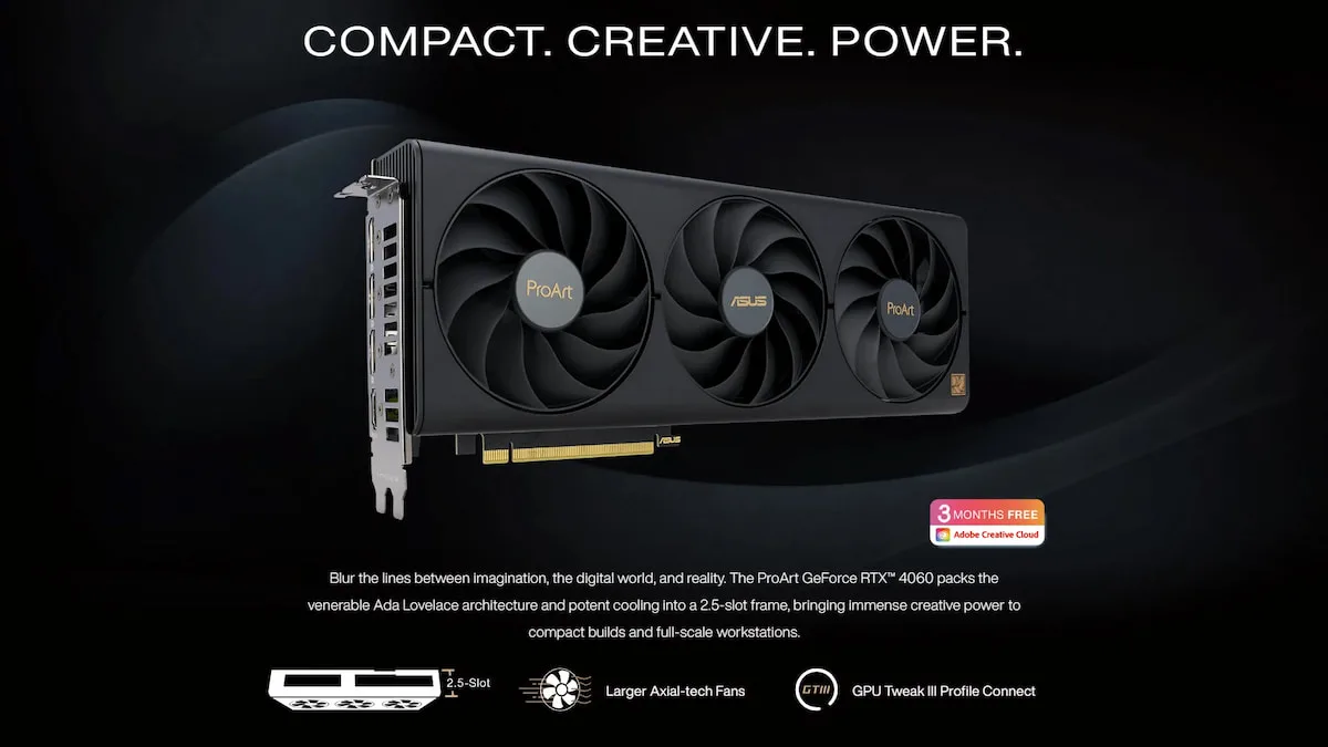 کارت گرافیک ایسوس مدل ProArt GeForce RTX 4060 OC edition 8GB GDDR6 حافظه 8 گیگابایت 