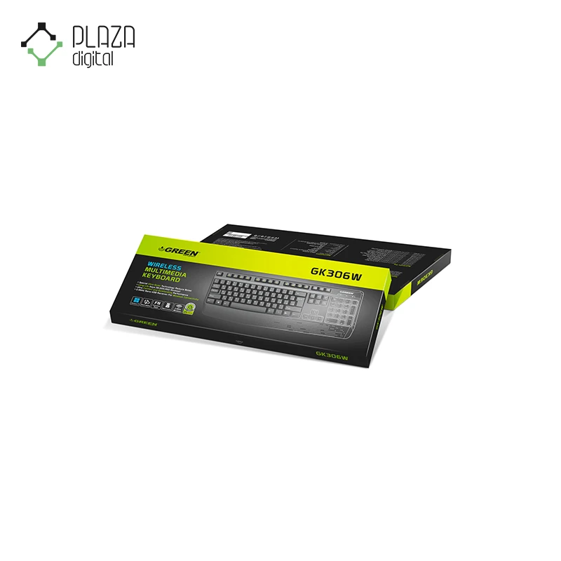 نمای جعبه کیبورد بی‌سیم گرین مدل gk306w