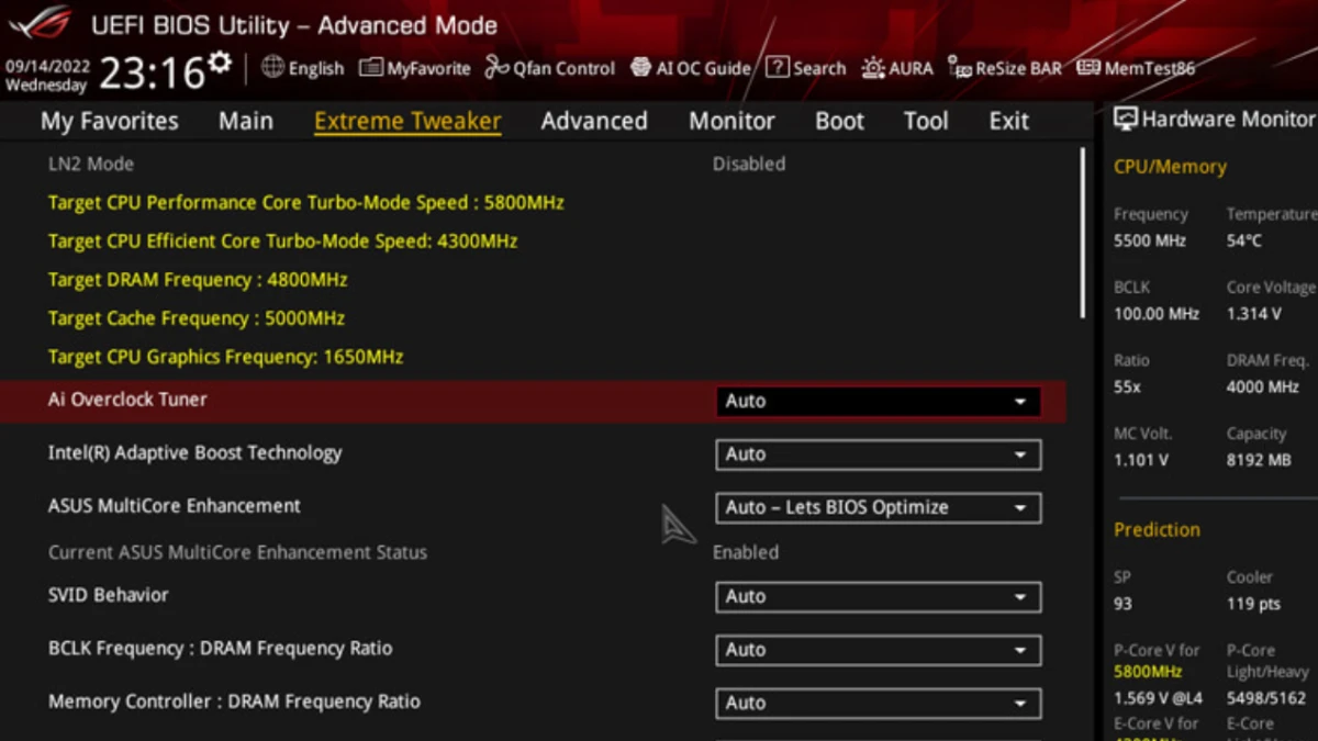 نمای بایوس مادربرد ROG MAXIMUS Z790 HERO