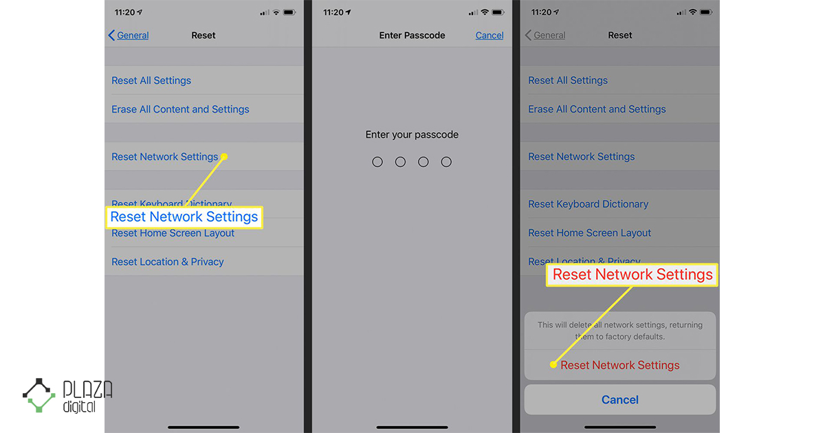 005 how to reset network settings iphone