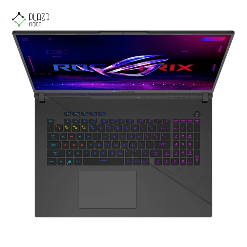 نمای کیبورد لپ تاپ ایسوس 18 اینچی مدل ROG Strix G18 G814JVR i9 14900HX 64GB 1TB RTX4060 پلازا دیجیتال