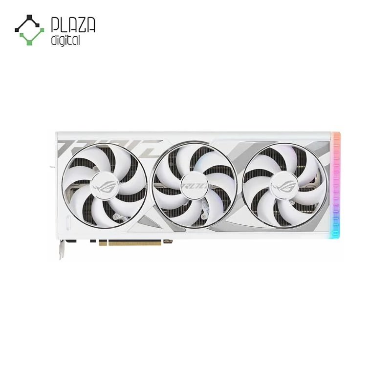 نمای رو به رو کارت گرافیک ایسوس مدل ROG Strix GeForce RTX™ 4080 SUPER GDDR6X White OC Edition حافظه 16 گیگابایت