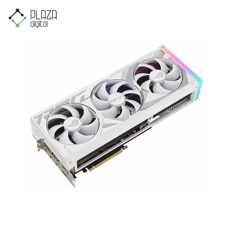 نمای سمت چپ کارت گرافیک ایسوس مدل ROG Strix GeForce RTX™ 4080 SUPER GDDR6X White OC Edition حافظه 16 گیگابایت