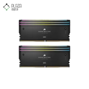 نمای اصلی رم دسکتاپ ddr5 دو کاناله 6600 مگاهرتز cl32 کورسیر مدل dominator titanium rgb ظرفیت 64 گیگابایت