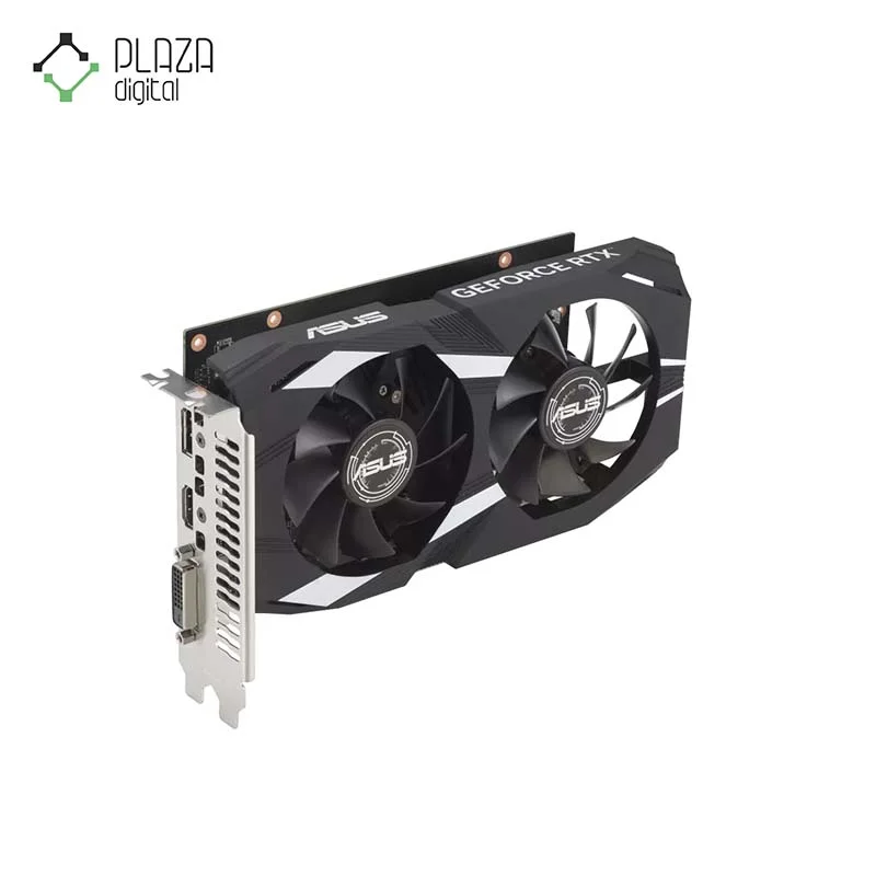 نمای سمت چپ از فن های کارت گرافیک ایسوس مدل Dual GeForce RTX 3050 OC حافظه 6 گیگابایت