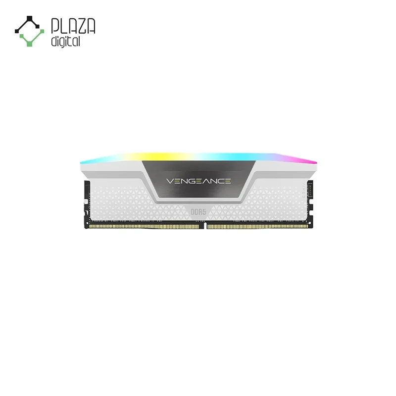 نمای کلی رم دسکتاپ ddr5 دو کاناله 5200 مگاهرتز cl40 کورسیر مدل vengeance rgb white ظرفیت 64 گیگابایت