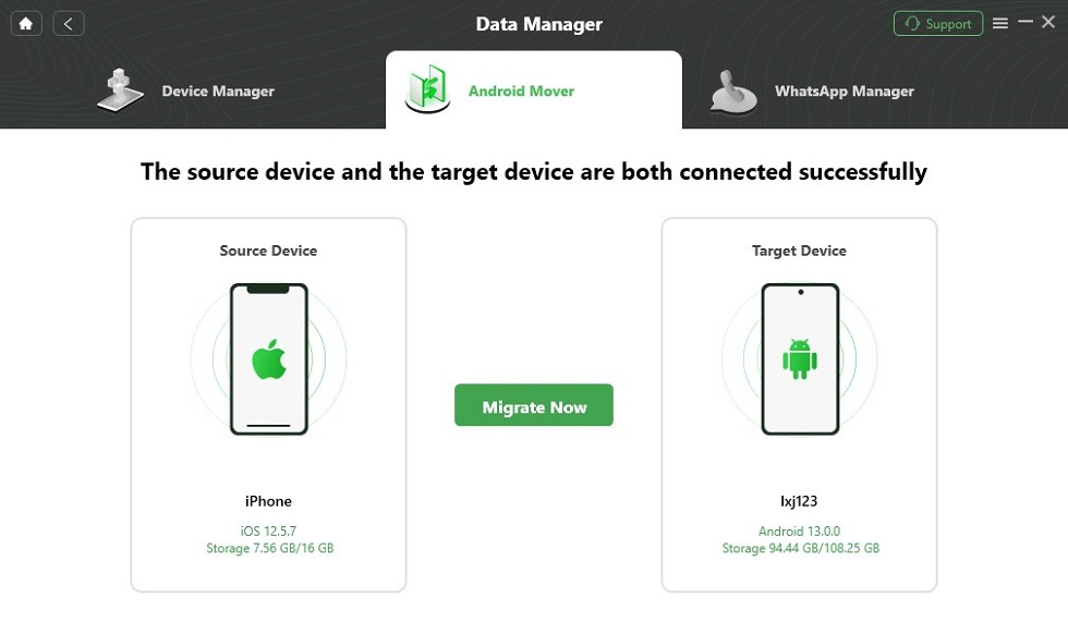 droidkit android mover ios to android click on migrate now