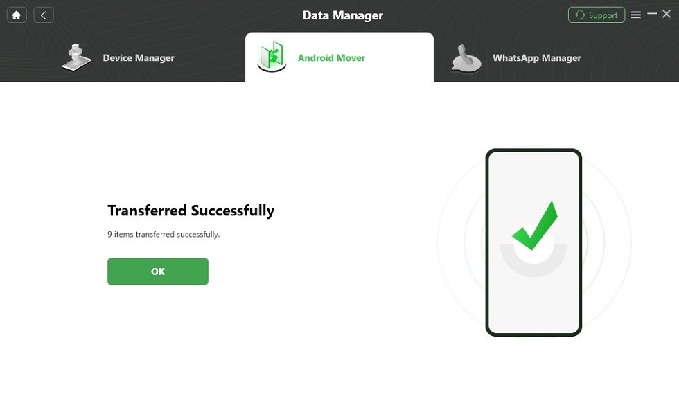 droidkit android mover ios to android transferred successfully