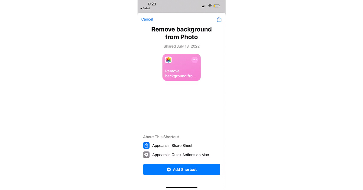remove background from photo iphone shortcut