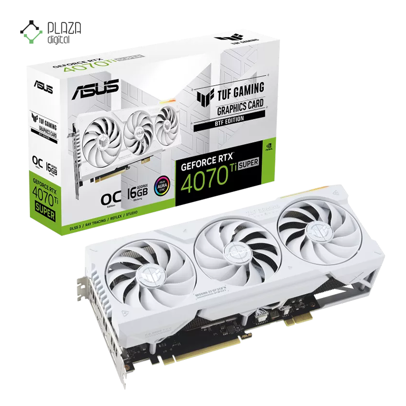 کارت گرافیک ایسوس مدل TUF Gaming GeForce RTX 4070 Ti SUPER BTF White OC Edition 16GB GDDR6X حافظه 16 گیگابایت - پلازا دیجیتال