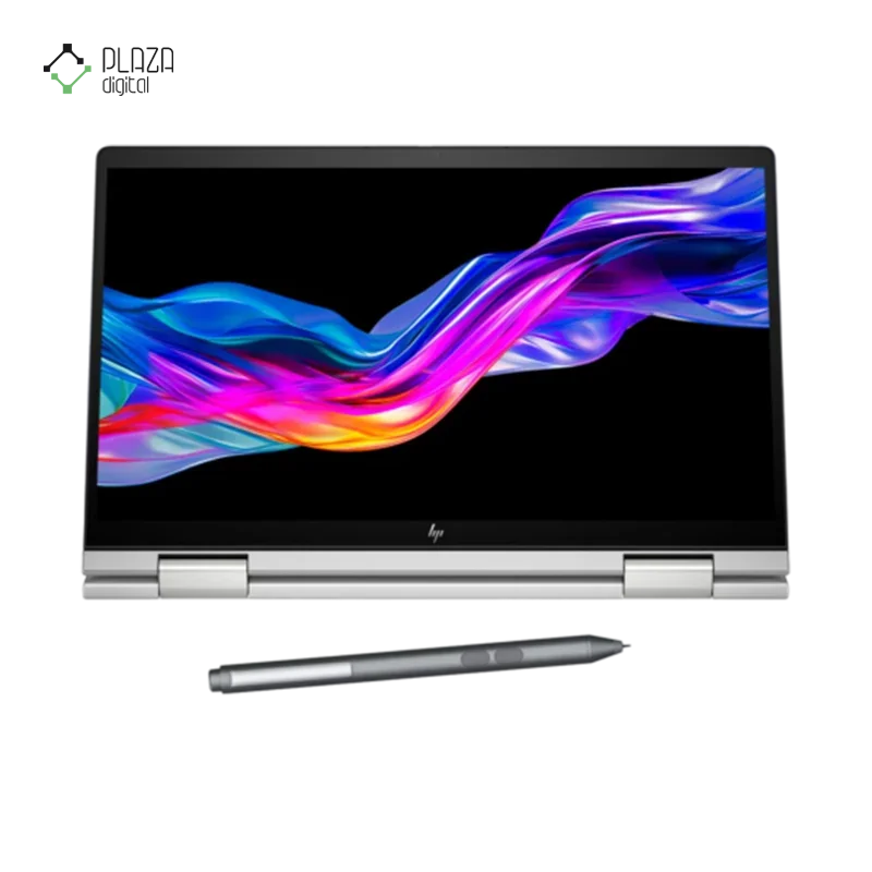 نمای باز لپ تاپ اچ پی 14 اینچی مدل ENVY X360 14-ES1023DX Core 7 150U 16GB 512GB Iris Xe Pen پلازا دیجیتال