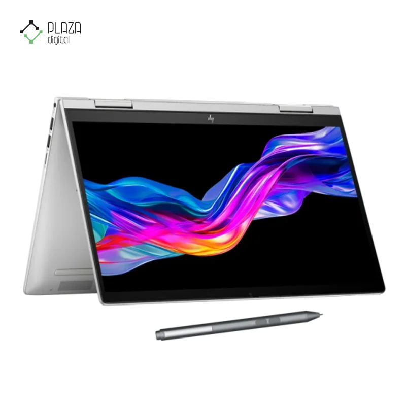 نمای 360 درجه نمای باز لپ تاپ اچ پی 14 اینچی مدل ENVY X360 14-ES1023DX Core 7 150U 16GB 512GB Iris Xe Pen پلازا دیجیتال