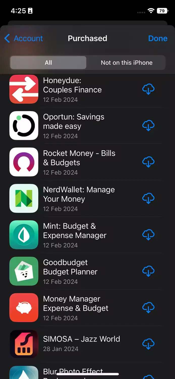 purchased apps list on iphone jpg