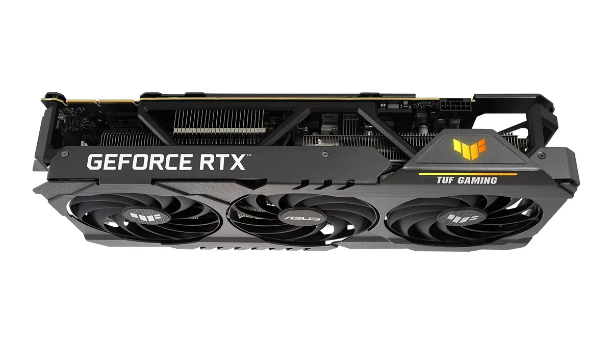 نمای بالای کارت گرافیک ایسوس مدل TUF Gaming GeForce RTX 3090 Ti OC Edition 24GB GDDR6X 