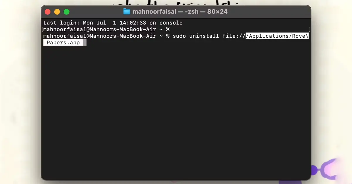 استفاده از Terminal برای حذف برنامه ‌های مک