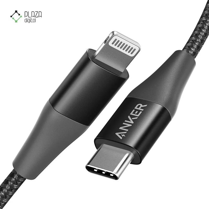 کابل تبدیل USB-C به لایتنینگ انکر PowerLine+ II مدل A8652 طول 90 سانتی متر مشکی پلازا دیجیتال