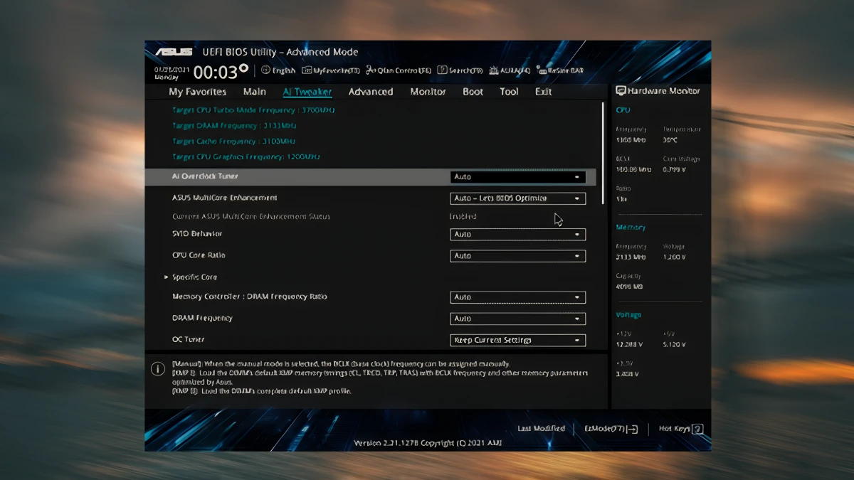 h610m k argb asus motherboard bios view