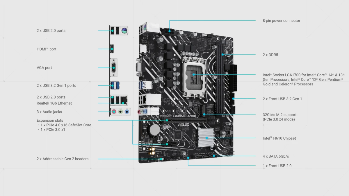 مادربرد ایسوس مدل PRIME H610M-K ARGB