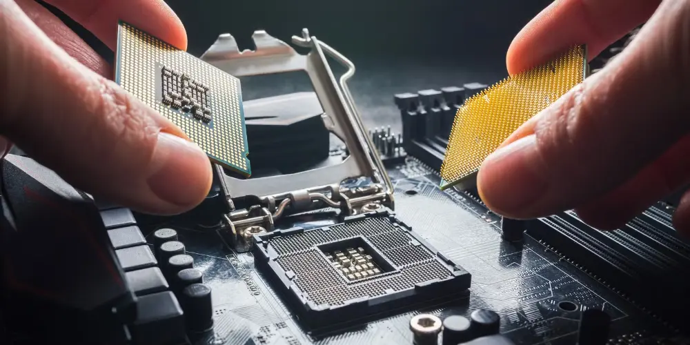 amd intel cpus placed into motherboard socket feature