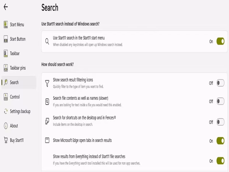 12 customizing the start11 search using the start11 app