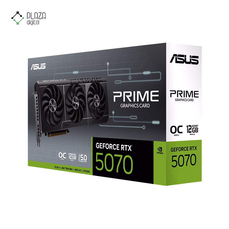 جعبه کارت گرافیک ایسوس مدل PRIME GeForce RTX 5070 12GB GDDR7 OC Edition حافظه 16 گیگابایت پلازا دیجیتال