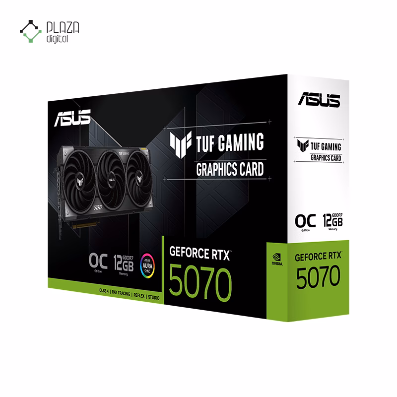 جعبه کارت گرافیک ایسوس مدل TUF Gaming GeForce RTX 5070 12GB GDDR7 OC Edition حافظه 12 گیگابایت پلازا دیجیتال