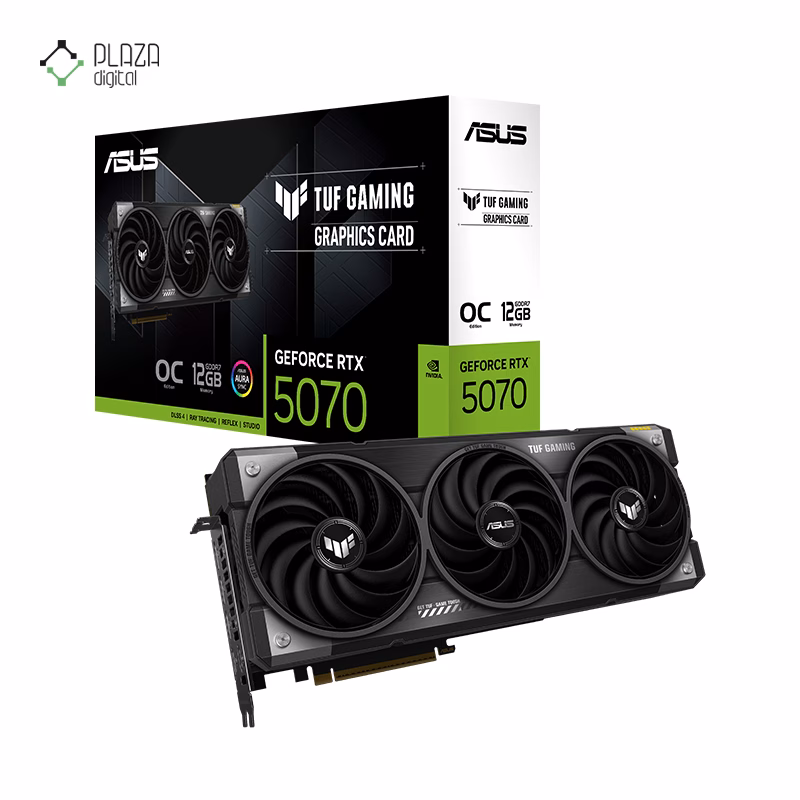 جعبه کارت گرافیک ایسوس مدل TUF Gaming GeForce RTX 5070 12GB GDDR7 OC Edition حافظه 12 گیگابایت پلازا دیجیتال