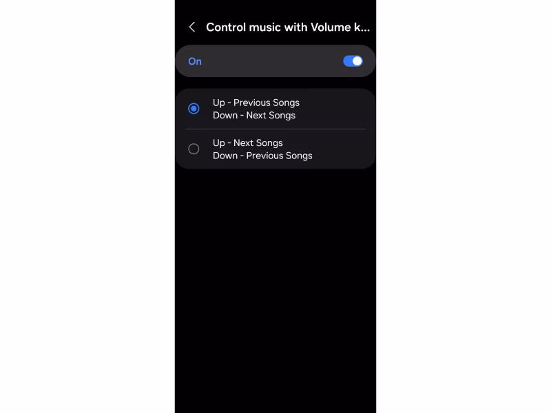 control music with volume keys on samsung phone