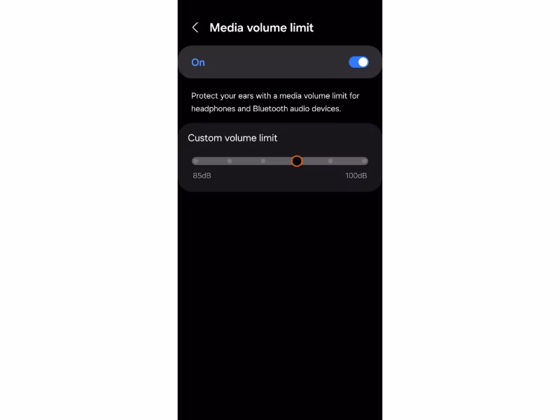 media volume limit on samsung phone