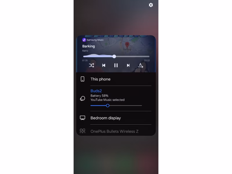 music player in notification panel on samsung galaxy phone
