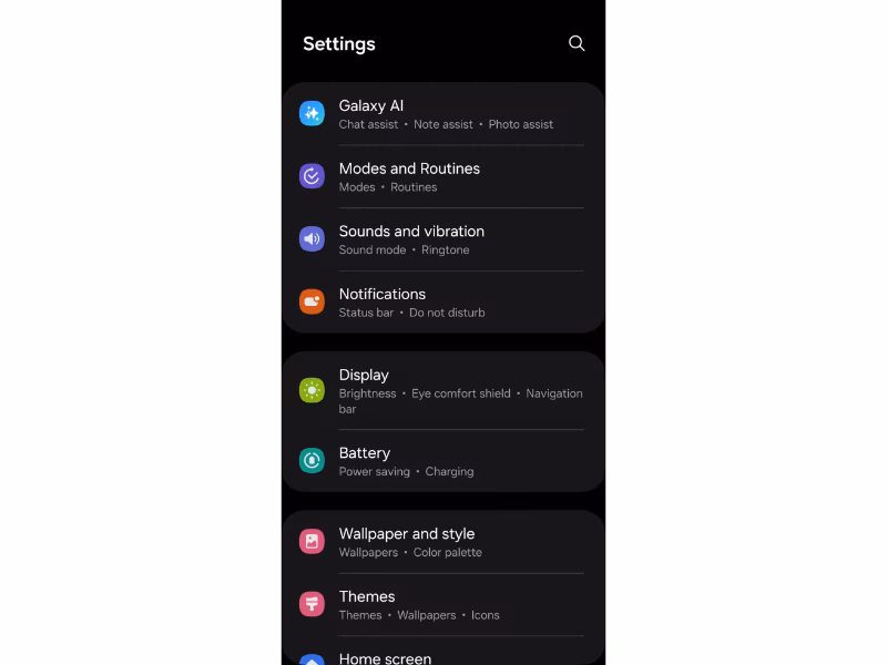 sounds and vibration menu on samsung phone 1