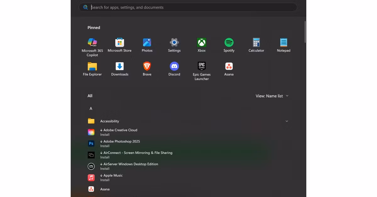 start menu changes in win 11 2