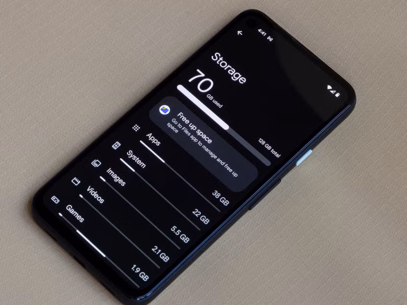 storage menu on an android phone