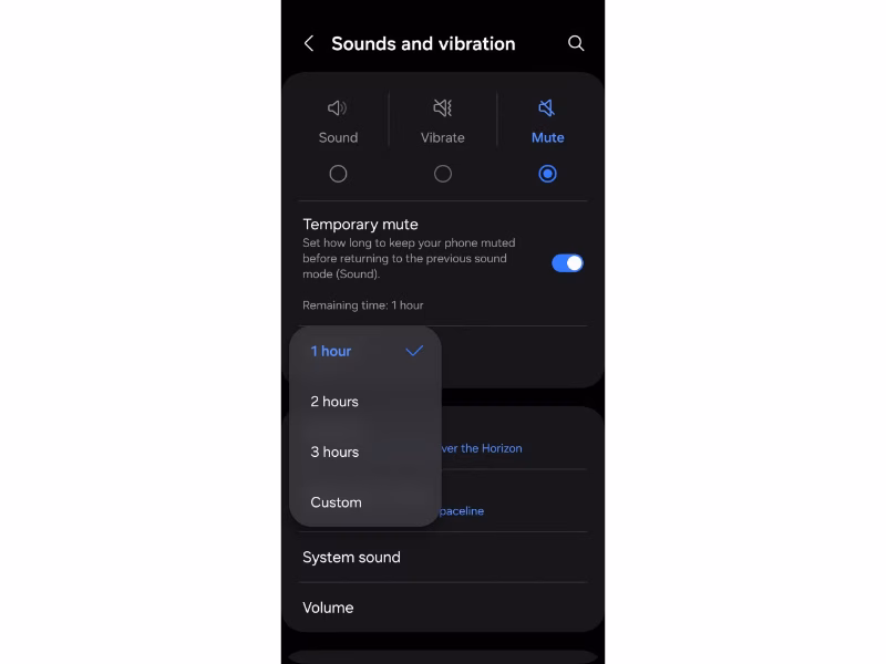 temporary mute on samsung phone
