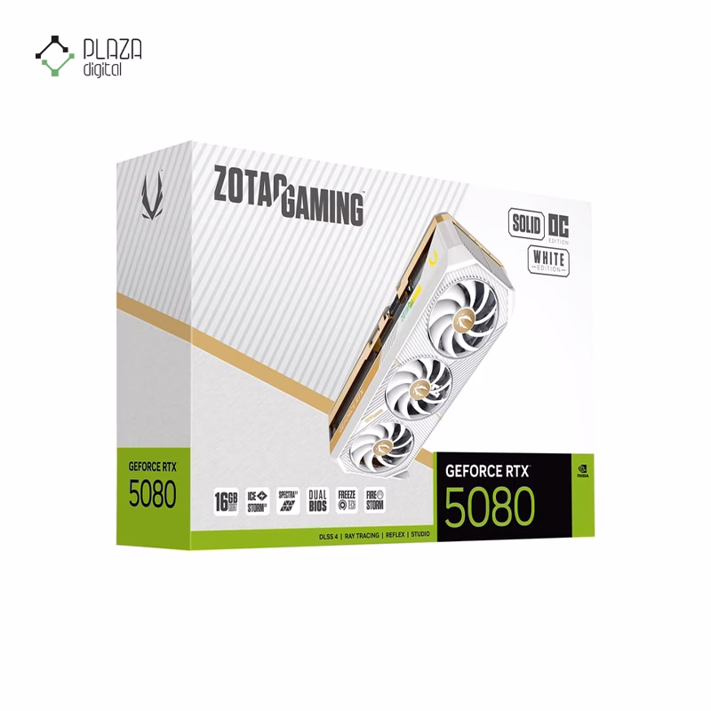 جعبه کارت گرافیک زوتک مدل GAMING GeForce RTX 5080 SOLID OC White Edition حافظه 16 گیگابایت پلازا دیجیتال