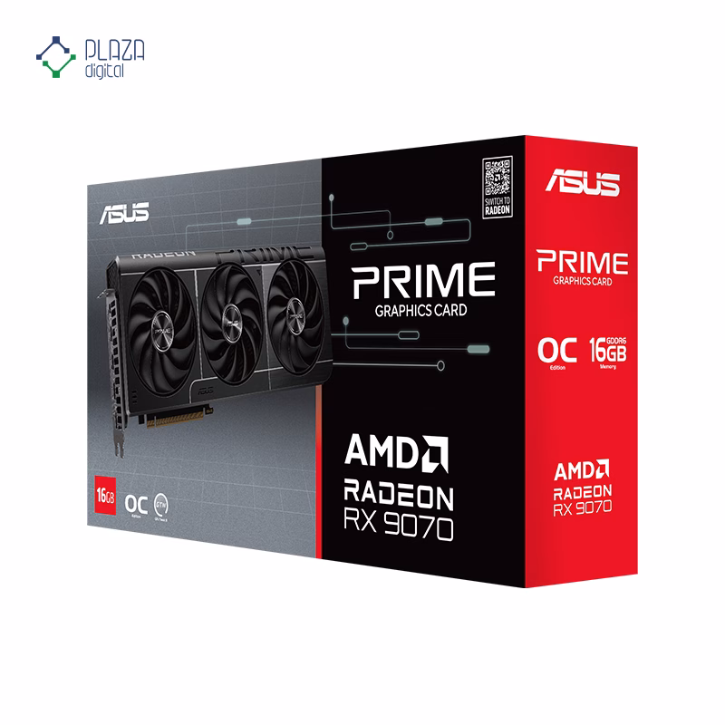 جعبه کارت گرافیک ایسوس مدل Prime Radeon RX 9070 16GB GDDR6 OC Edition حافظه 16 گیگابایت پلازا دیجیتال