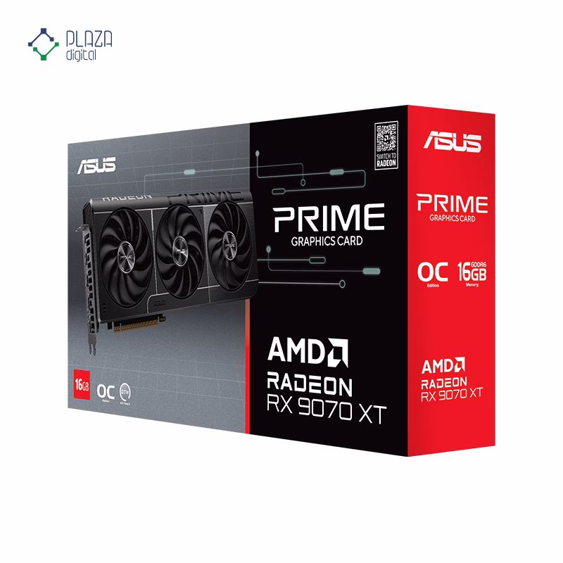 جعبه کارت گرافیک ایسوس مدل Prime Radeon RX 9070 XT 16GB GDDR6 OC Edition حافظه 16 گیگابایت پلازا دیجیتال