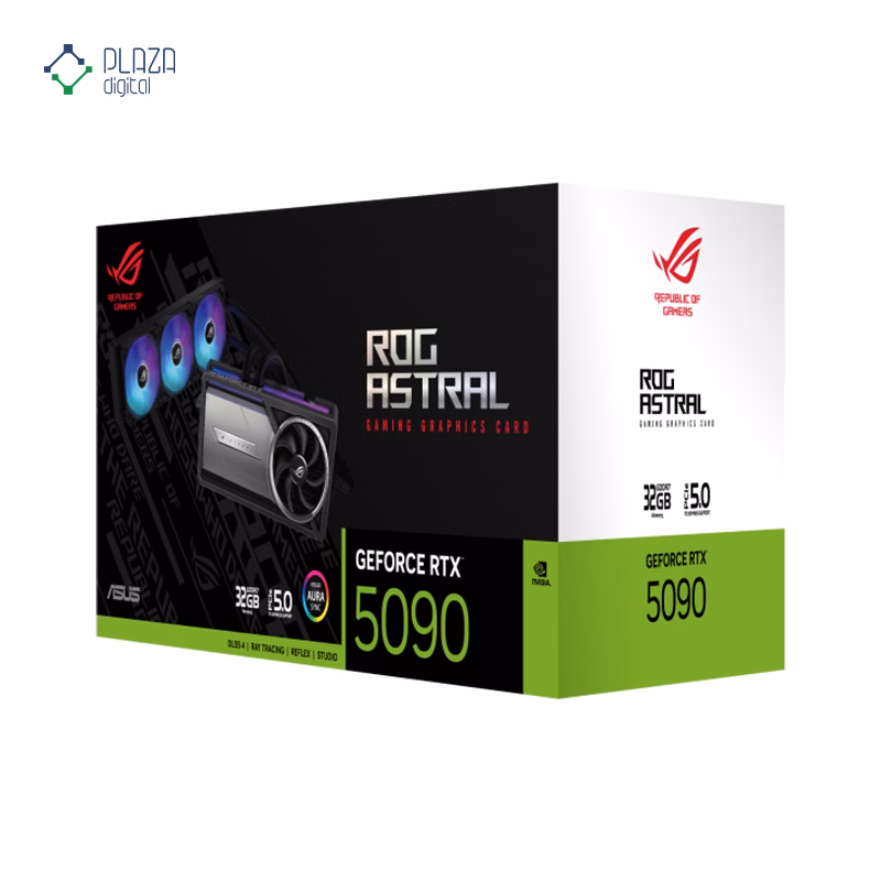 جعبه کارت گرافیک ایسوس مدل ROG Astral LC GeForce RTX 5090 32GB GDDR7 حافظه 32 گیگابایت پلازا دیجیتال