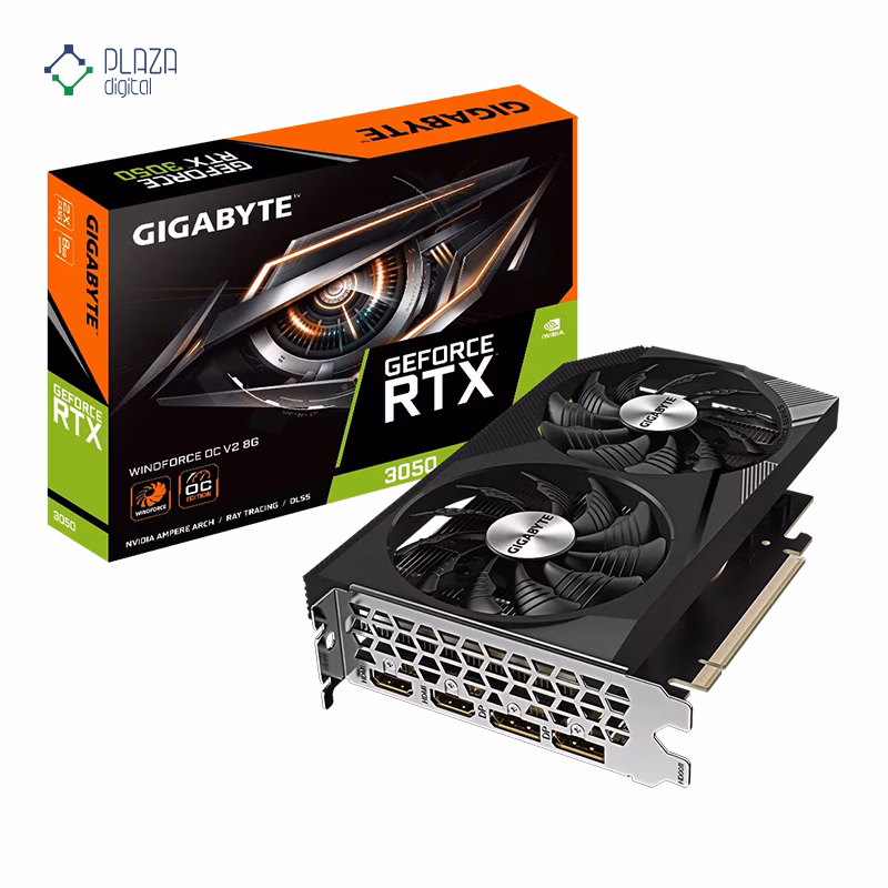 جعبه کارت گرافیک گیگابایت مدل GeForce RTX 3050 WINDFORCE OC V2 8G حافظه 8 گیگابایت پلازا دیجیتال