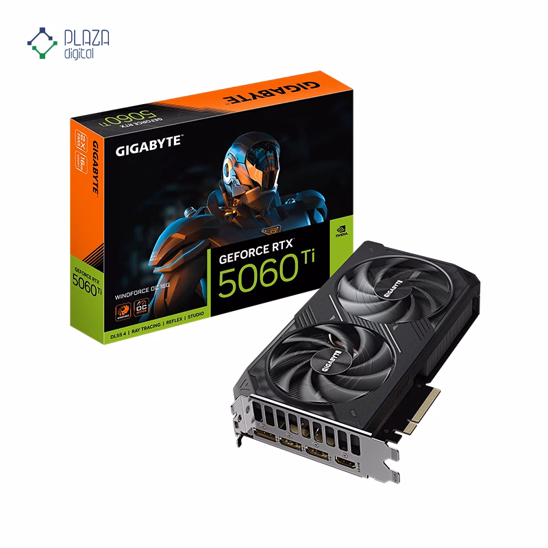 جعبه کارت گرافیک گیگابایت مدل GeForce RTX 5060 Ti WINDFORCE OC 16G حافظه 16 گیگابایت پلازا دیجیتال