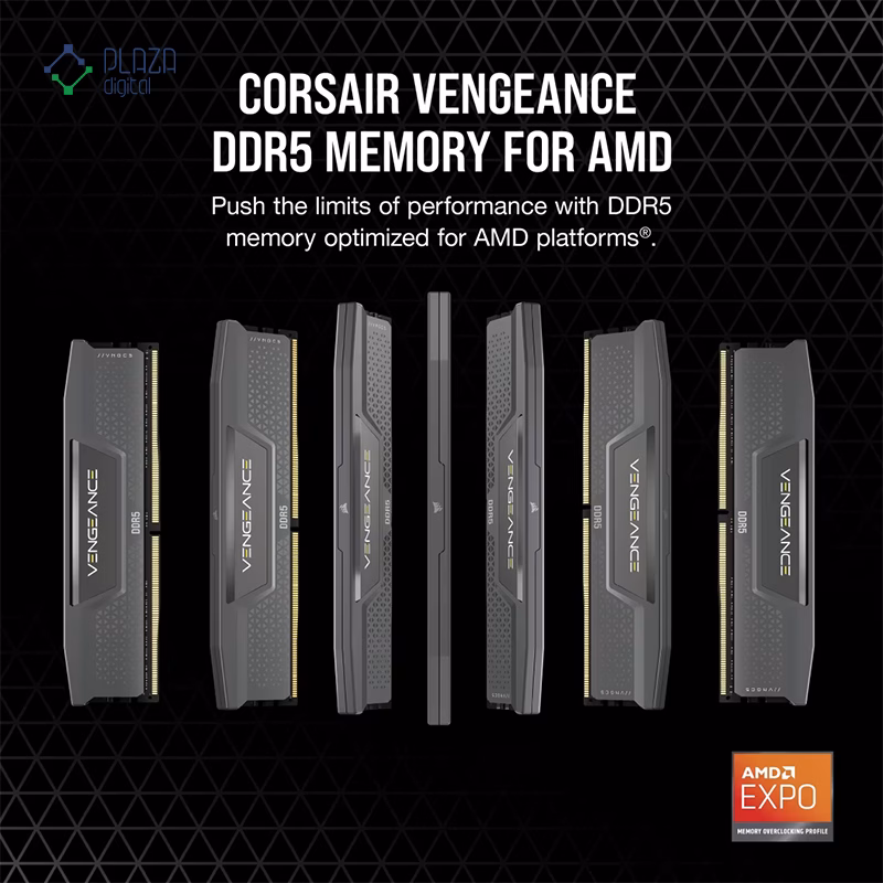 رم کامپیوتر DDR5 کورسیر مدل VENGEANCE AMD EXPO تک کاناله 5200 مگاهرتز CL40 ظرفیت 16 گیگابایت پلازا دیجیتال