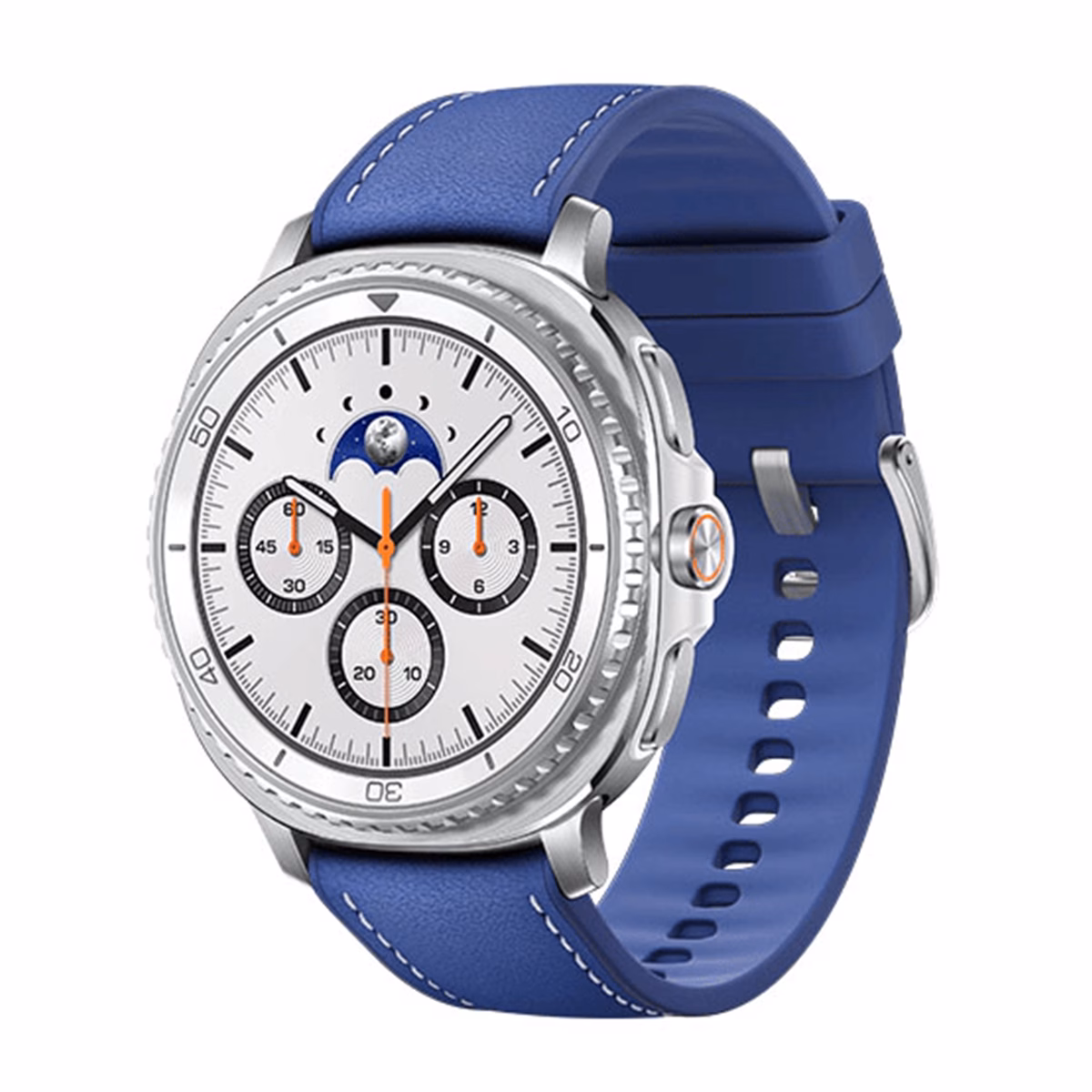 ساعت هوشمند سامسونگ مدل Galaxy Watch 8 Classic 46mm بدنه نقره ای بند آبی پلازادیجیتال