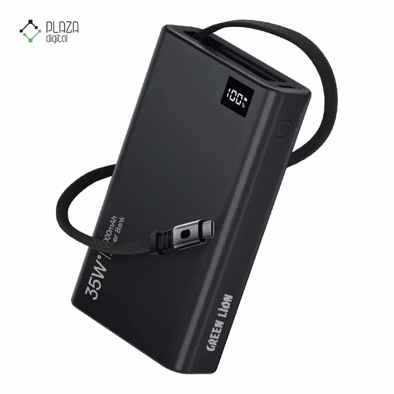 پاوربانک گرین لاین مدل Retractable ظرفیت 10000 میلی آمپر ساعت پلازادیجیتال