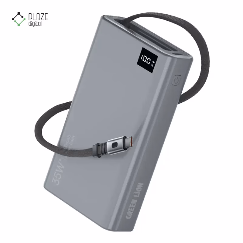 پاوربانک گرین لاین مدل Retractable ظرفیت 10000 میلی آمپر ساعت پلازادیجیتال