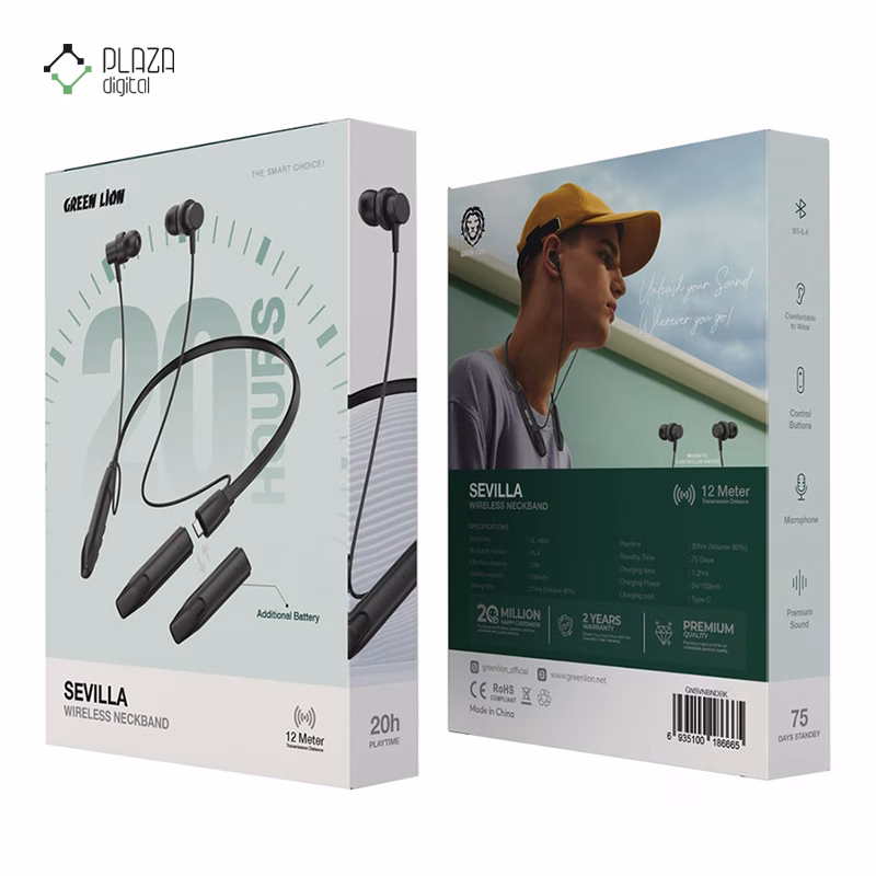 هندزفری بلوتوثی گرین لاین مدل Sevilla Wireless Neck Band پلازادیجیتال